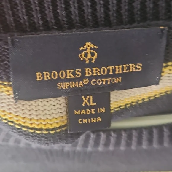 Brooks Brothers Sweater Mens XL Striped Supima Cotton Crewneck Pullover Preppy - Picture 2 of 4
